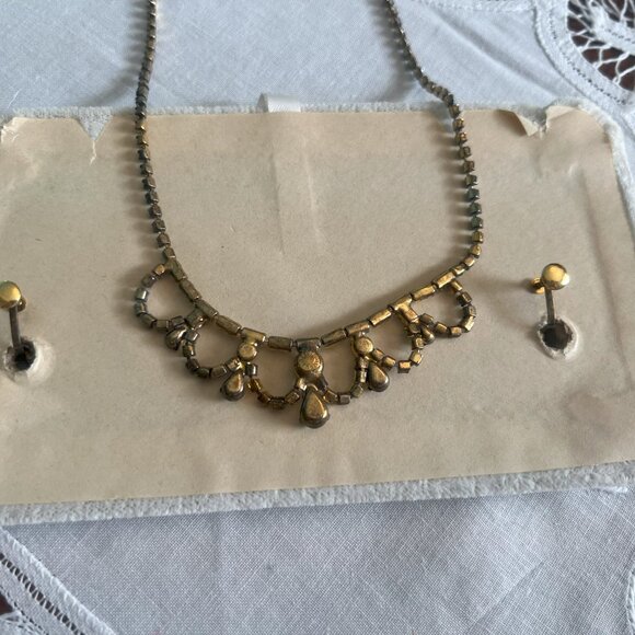 Vintage Necklace & Earrings Set Aurora Borealis Jay Kel Sterling Silver Wedding - Picture 7 of 14